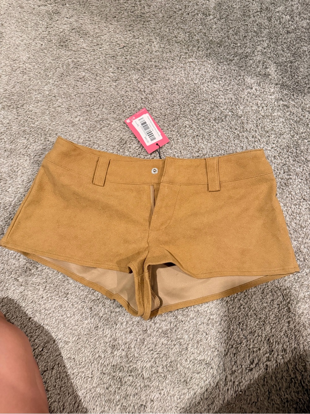 Edikted Tan Suede-Look Short Shorts